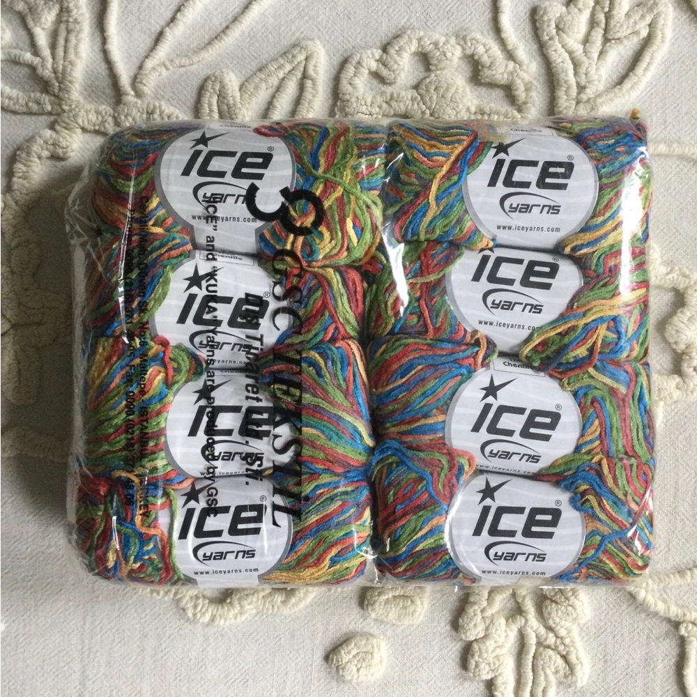 Chenille Thin Yarn 400g - Multicolor Knit Yarn Pack